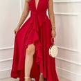 thumbnail image 1 of Vestido de cintura alta para mujer elegante, vestido maxi de temperamento delgado sólido de moda, ropa de mujer, 1 of 4
