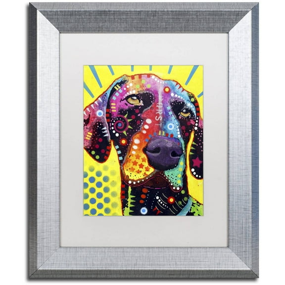 Trademark Fine Art "German Short Hair Pointer" Canvas Art by Dean Russo, White Matte, Silver Frame