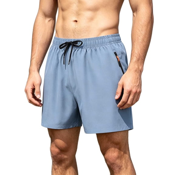 Besolor Athletic Shorts for Men Summer Lightweight Casual Loose Fitness Running Drawstring Elastic Waist Zipper Pockets Shorts(X-Large,Gray)