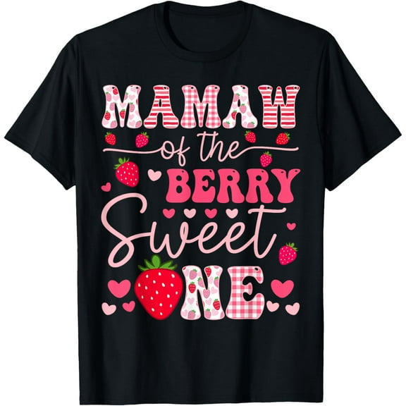 Mamaw Of The Berry Sweet One Strawberry Groovy T-Shirt