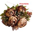 thumbnail image 2 of Naiovety Ramo de peonía exquisito hermoso adornos de decoración de boda ramos artificiales artesanía casa calcomanía flores falsas Kits de decoración para fiestas Café, 2 of 6