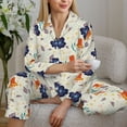 thumbnail image 5 of KLL Flower Leaves Print Women's Long Sleeve Pajamas with Pants Sleepwear Loungewear 2 Set-XX-Large, 5 of 7