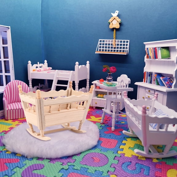 Raindrops Miniature Furniture Set - Light Brown Mini House Cradle Model Ornament Decorative Collectible