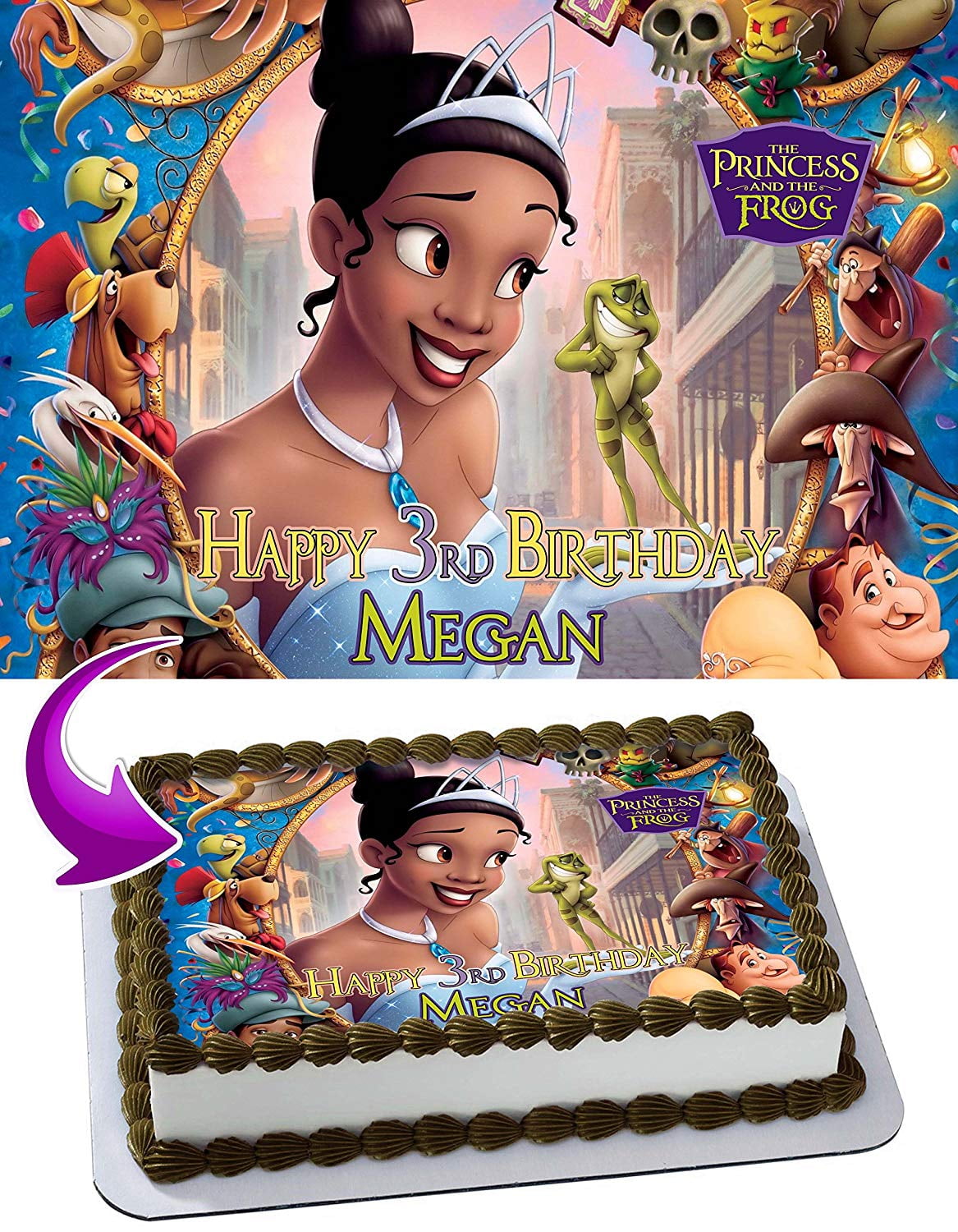 The Princess and The Frog Edible Cake Image Topper