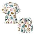thumbnail image 4 of Qekee Cartoon Animals Women's Pajama Set Short Sleeve Sleepwear Summer Home Wear with Pockets Soft Short Sleeve Shirt - Cartoon Animals, 4 of 9