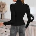 thumbnail image 5 of Women's Long Sleeve Turtleneck Ribbed Knit Slim Fit, Basic Thermal Underwear Base Layer Shirt Black M, 5 of 5