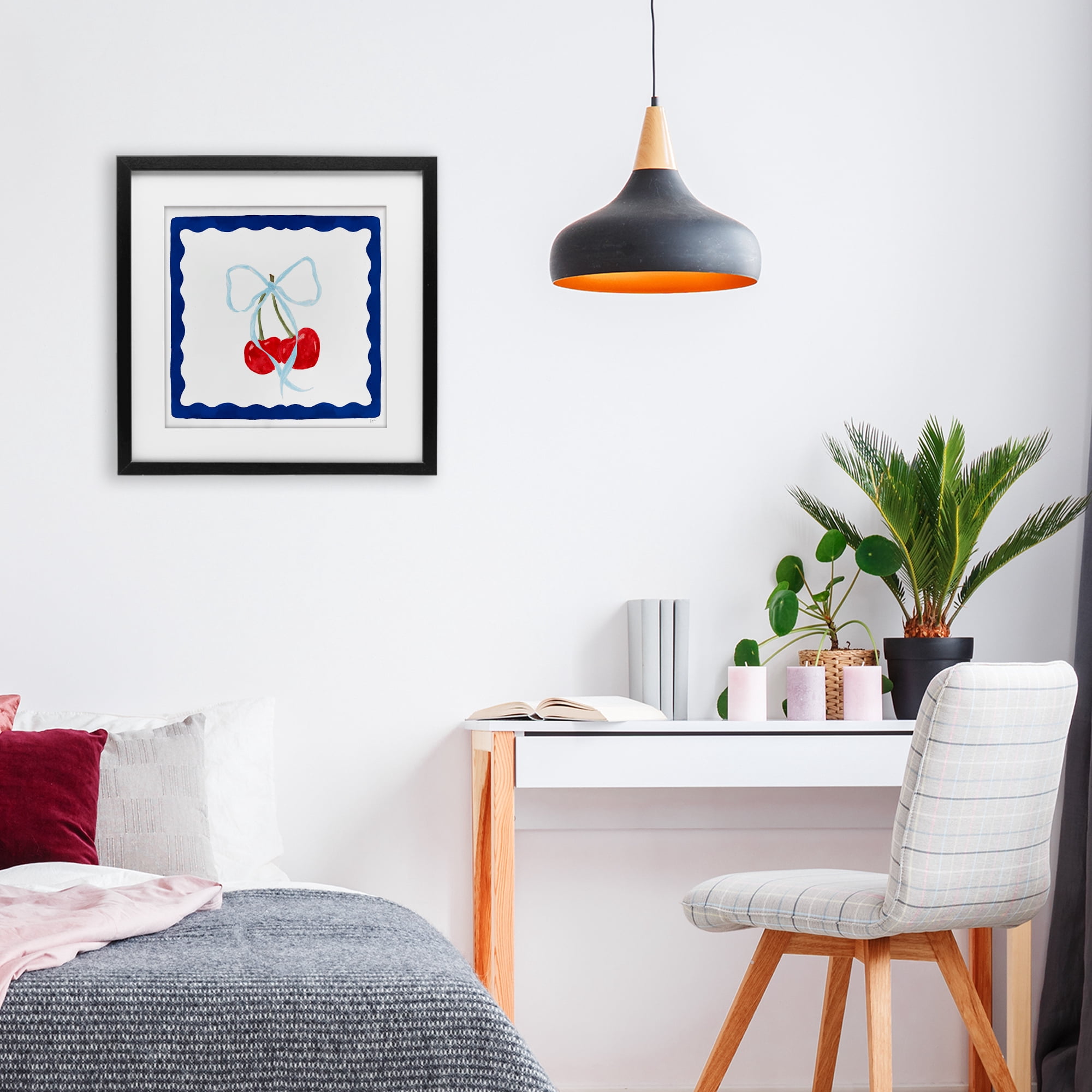 Stupell Industries Summer Bordered Cherries Black Framed Print Under Glass, design by Lucille Price