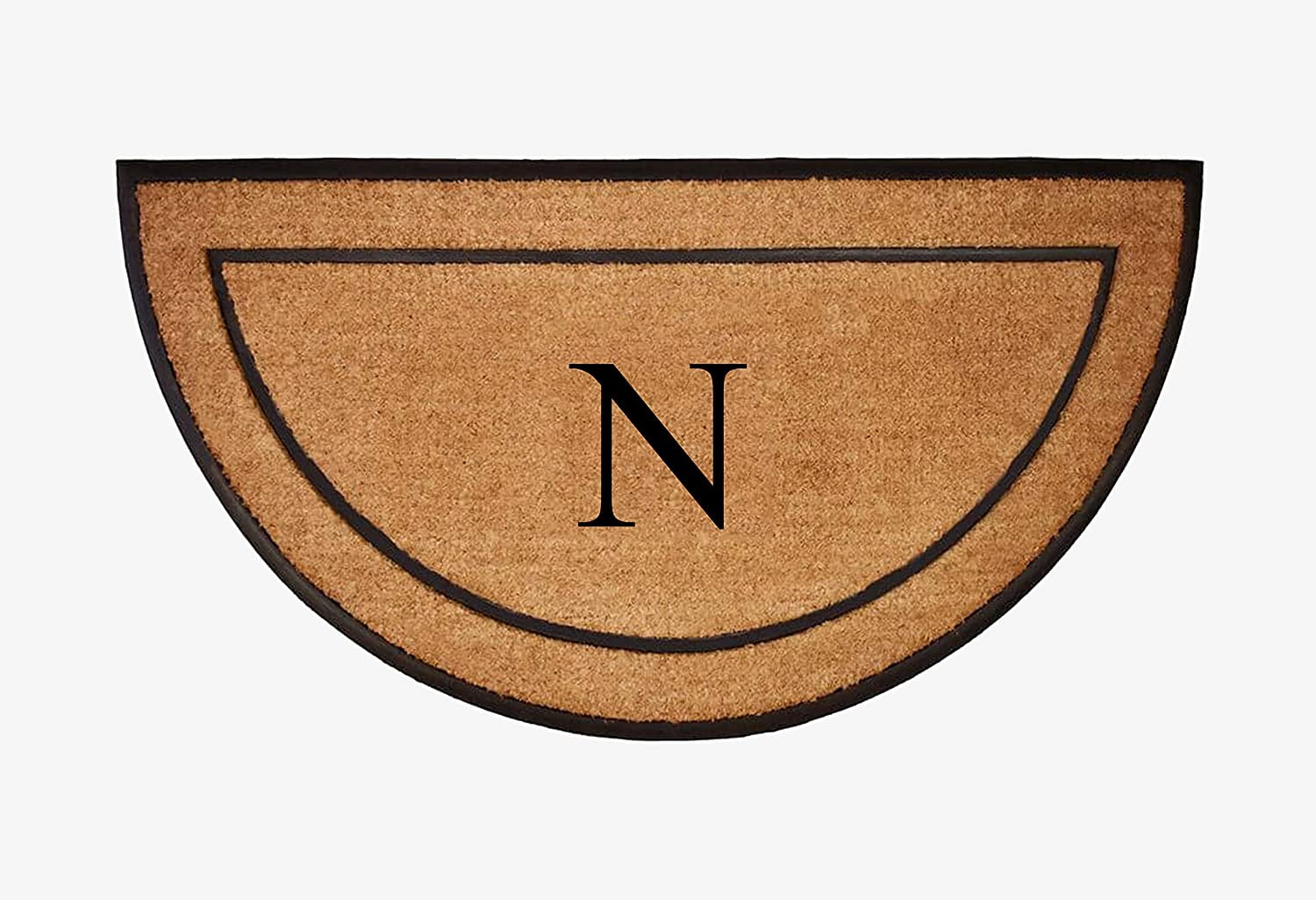 A1HC Natural Coir & Rubber Large Monogrammed Door Mat, 30”x60”, Durable
