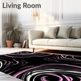 thumbnail image 2 of ODIKA 6'x9' Machine Washable Non-Slip Area Rug, Mystique Abstract Swirl Contemporary Artistic Modern Luxury High Traffic Rug, Black, 660424, 2 of 7