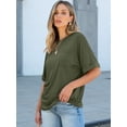 thumbnail image 3 of ANRABESS Oversized T Shirts for Women Short Sleeve Crewneck Basic Tee Loose Casual Summer Top with Pocket Army Green X-Large, 3 of 8