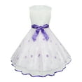 thumbnail image 3 of Flower Girls Dress Champagne Leaf Purple Dot Wedding Pageant 9-10, 3 of 7