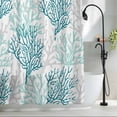 thumbnail image 2 of Teal Grey Coral Coastal Waterproof Shower Curtain, 72"x72" Washable Polyester Fabric Shower Curtains for Bathroom, Summer Beach Seaside Nautical Decorative Bathtub Curtain Sets with Hooks, 2 of 9