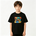 thumbnail image 2 of Papas Little Buddy Cute Slogan Boys Graphic Tee, Retro Family 100% Cotton Kids Short Sleeve T-Shirt 4-13Y, 2 of 5