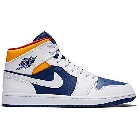 Nike Mens Air Jordan 1 Mid Basketball Shoe Royal Blue Laser Orange 554724-131 Size 8