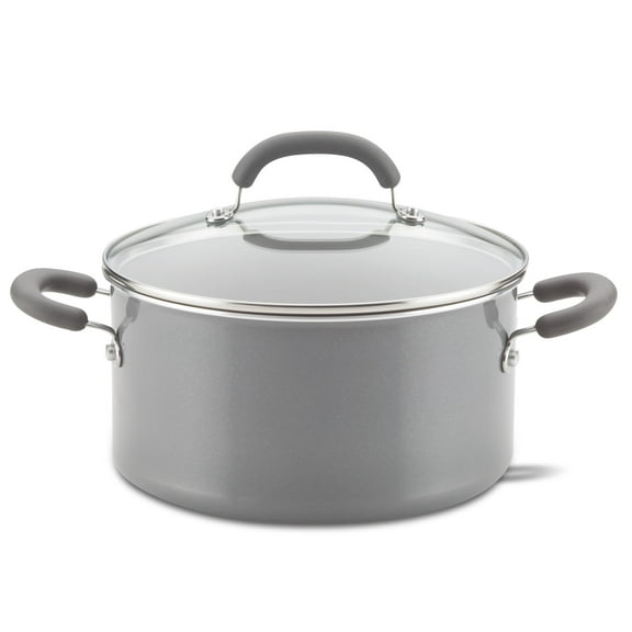 Rachael Ray Create Delicious 6 Quart Aluminum Nonstick Stockpot, Gray Shimmer