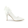 thumbnail image 3 of BLISSFUL STEP Women's Pointed Toe Bow Decor Stiletto Heel Pumps White 6.5, 3 of 7