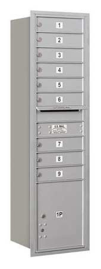 4C Horizontal Mailbox - Maximum Height Unit - Single Column - 9 MB1 Doors / 1 PL - Aluminum - Rear Loading - Private Access