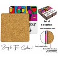 thumbnail image 4 of Inkdotpot Set of 6 Drink Coasters Easy Clean 4-inch SquareCoastersCork Base-Reusable- Quotes, 4 of 8