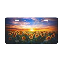 KAKALAD Sunflowers Full Bloom Sunset Aluminum Universal Car Vehicles License Plate 6" x 12" (4 Holes)