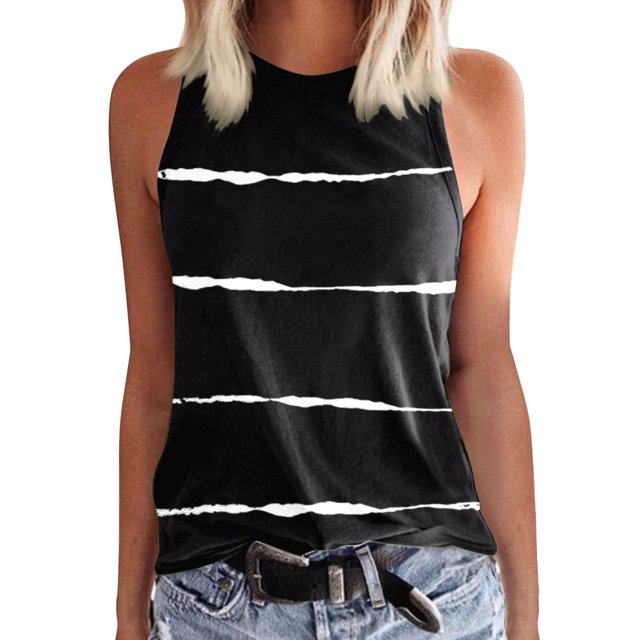 Ladies Solid Color Vest Sleeveless Summer T Shirt Round Neck Top