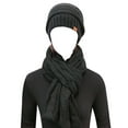 thumbnail image 4 of Wrapables Winter Warm Chunky Cable Knit Infinity Scarf and Beanie Set, Black, 4 of 7