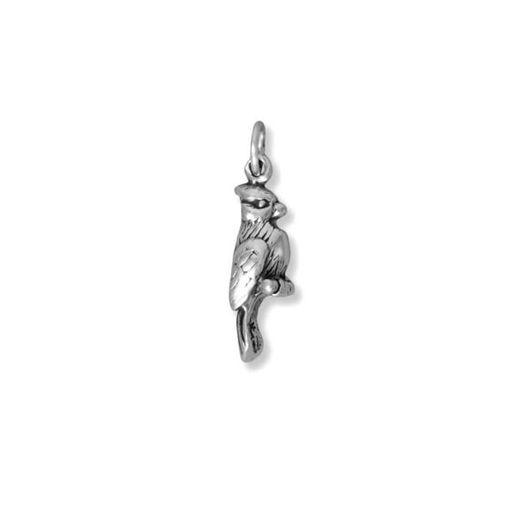925 Sterling Silver Pretty Cardinal Bird Charm Oxidized 3d is 18.2mm X 6mm Pendant Necklace for Women