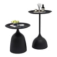 thumbnail image 4 of ToppiJoy Set of 2 Round Side Nesting Tables Set Round Pedestal Coffee Table Metal End Table Set Small Side Table for Living Room Bedroom Balcony (Matte Black), 4 of 11