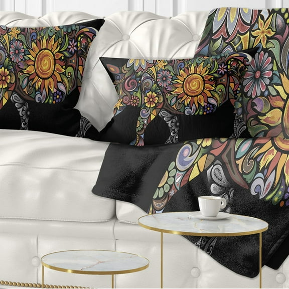 Designart Cheerful Rhinoceros - Animal Throw Pillow - 12x20