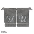 thumbnail image 3 of Monogrammed Washcloth Towel, Personalized Gift, 13x13 Inches - Set of 2 - Silver Script Embroidered Towel - Extra Absorbent 100% Turkish Cotton - Soft Terry Finish - Initial U Gray, 3 of 3