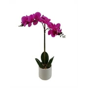 Mainstays 22 inch Artificial Flower Orchid in Pot, Fuchsia Color. Indoor USe.