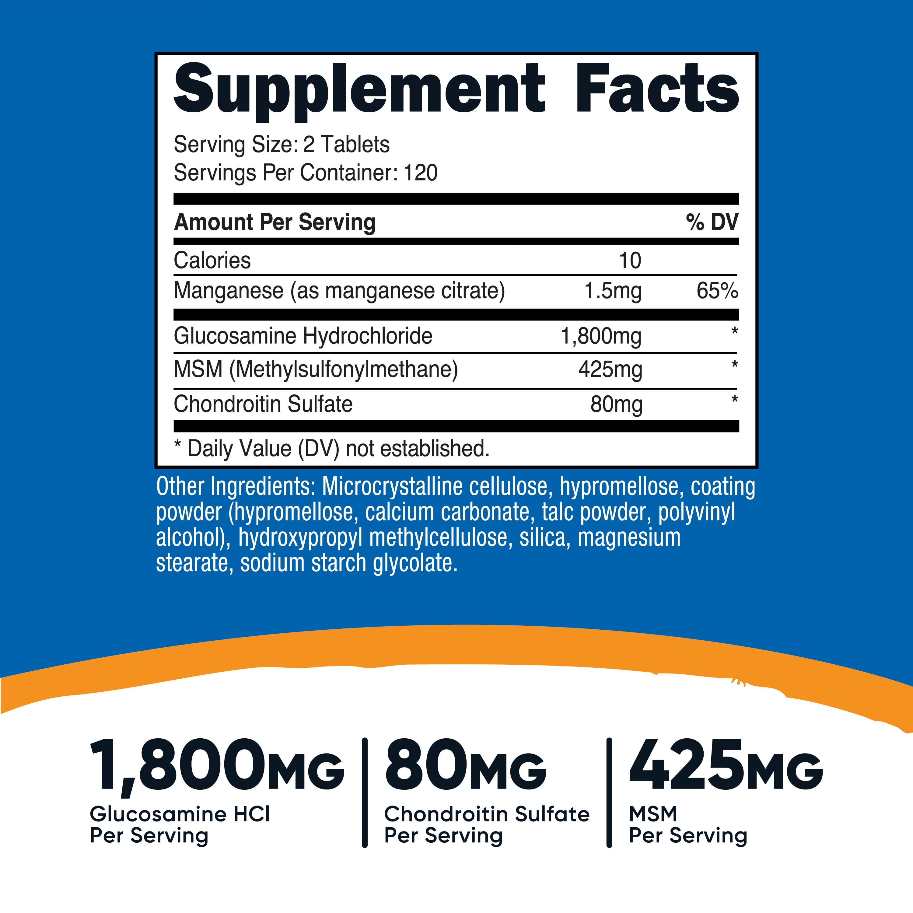 Nutricost Glucosamine 1800mg with Chondroitin & MSM, 240 Tablets, 120 Servings, Supplement