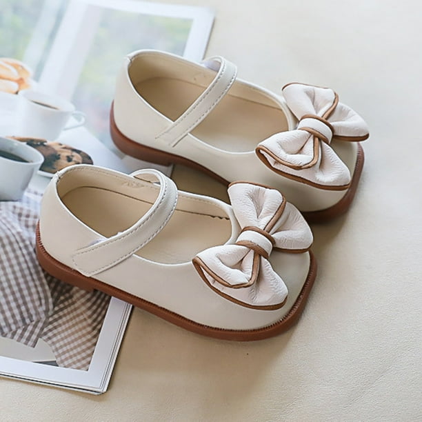 Toddler Kids Girls Soft Leather Ballet Dress Shoes Nonslip Bow Mary Jane Shoes