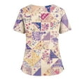 thumbnail image 5 of Christmas Scrub Tops, Women'S Plus Size Nurse Scrubs Floral Print V Neck Short Sleeve Top With Side Pockets, Split Hem-Comfortable Healthcare Work Uniform Tops Scrubs Coats (3XL, Purple) ZMTing, 5 of 5