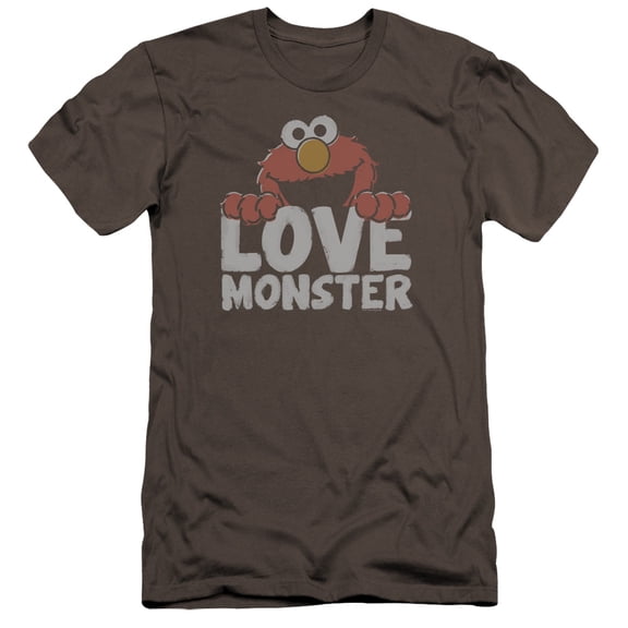 Sesame Street Love Monster Premium Canvas Adult Slim Fit 30/1 T-Shirt Charcoal