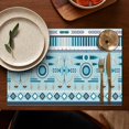 thumbnail image 4 of Nordic Artistic Tribal Placemats Set of 6, 12x18 Inch Boho Chic Flax Table Mats, Washable Vintage Rustic Decor for Farmhouse Kitchen or Dining Room, 4 of 5