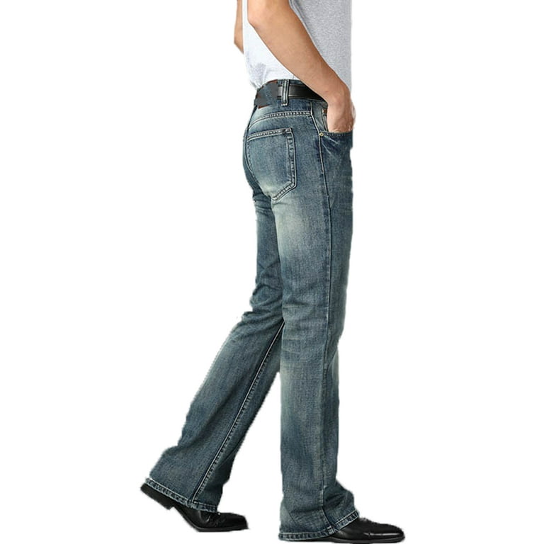 Haorun Men Bell Bottom Jeans Slim Fit Flared Denim Pants 60s 70s Vintage Wide Leg Trousers, Men's, Size: 30, Blue