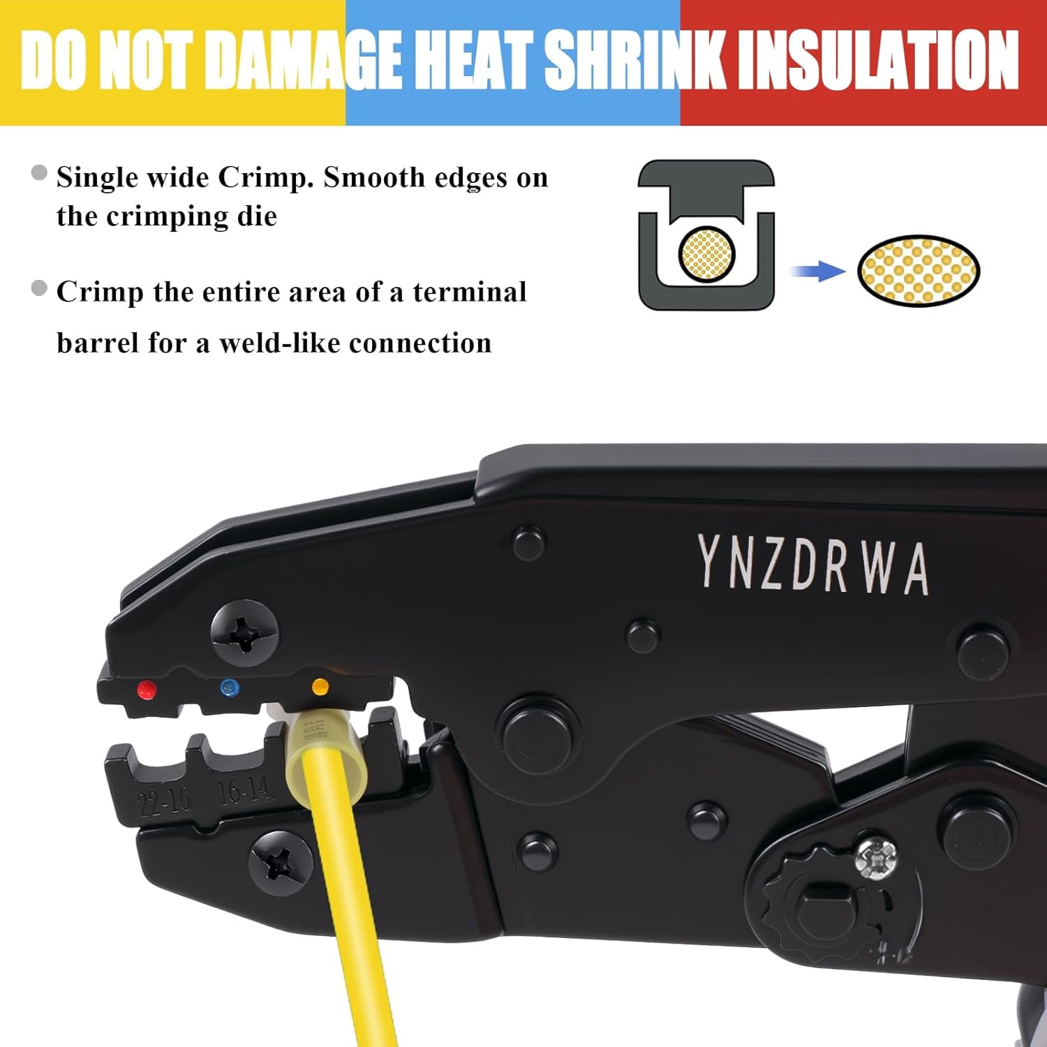 Crimping Tool for Heat Shrink Connectors, Upgraded Wire Crimper Tool, Ratcheting Wire Terminal Crimper - Crimping Pliers - Ratchet Terminal Crimper for 10 to 22 AWG Wire
