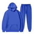 thumbnail image 2 of Men's Unisex Spring Fall 2-Piece Set, Long Sleeve Crewneck Patchwork Sweatshirt and Pants, Versatile Casual Lounge Wear For Daily Fashion,Blue,3XL, 2 of 3