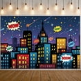 thumbnail image 6 of Hero Theme Backdrop Buildings Comic Party Photography Background Baby Shower Boy Girl Kids Birthday Party Decoration Studio Shoot Prop, 6 of 9