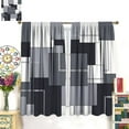thumbnail image 3 of Dark Blue Striped Kitchen Curtains, Modern Beige Geometric Country 3-Piece Kitchen Curtain Valance and Tiers Set 24 Inch Length, Rod Pocket Half Window Curtains for Cafe Living Room Bathroom, 3 of 3