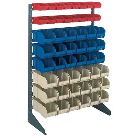 - Single Sided Bin Rail Unit, 96 Bins, Blue QUANTUM STORAGE SYSTEMS QRU-12S-220-96BL