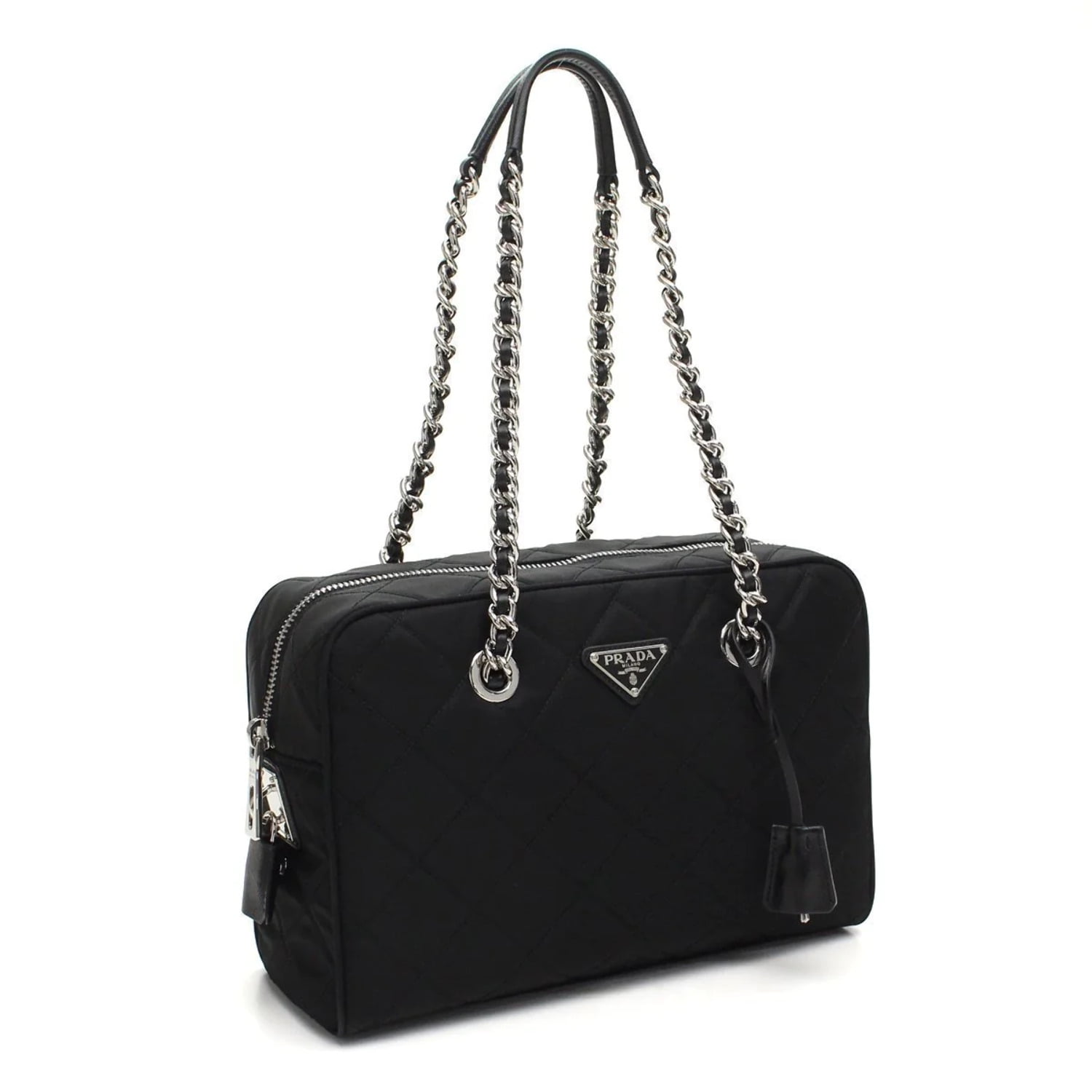 Prada Tessuto Nylon Shoulder Bag Black