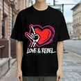 thumbnail image 3 of Black T Shirts for Men, Love Rebel Skeleton Hand, Graphic Mens Graphic Tees, 24936738,S, 3 of 8