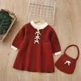 thumbnail image 5 of Busydd Girls Knit Long Sleeve Dress 1-8 Years Fashion Comfy Solid Color A Line Fall Dress Casual Cute Knee Length Girls Sweater Dresses 7-8 Years, 5 of 10