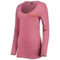 thumbnail image 2 of Women's New Era Burgundy Washington Commanders Scoop Neck Tri-Blend Long Sleeve T-Shirt, 2 of 3