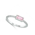 thumbnail image 4 of CHOOSE YOUR COLOR Pink CZ Minimalist Promise Ring .925 Sterling Silver Band Female Size 4, 4 of 4