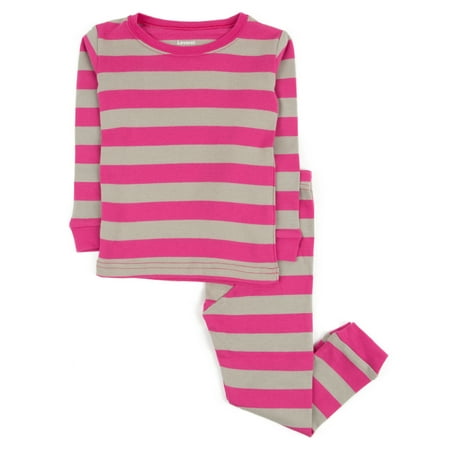 

Leveret Kids Boys Girls Two Piece Cotton Pajamas Berry & Chime Stripes 2 Year