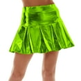 thumbnail image 2 of vigerkar Women's Shiny Flared Pleated Y2k Outfit Mini Glitter Skater Skirt (Light Green, XL), 2 of 5