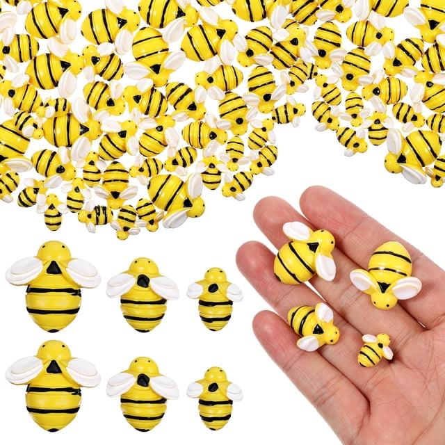 60 pcs mini resinas abejas adornos de abejas realistas para manualidades pequeños animales de resina amuletos de resina plano de resina adornos de adornos de bricolaje de bricolaje