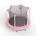 thumbnail image 2 of EUROCO 55" Toddler Trampline with Enclosure Net and Basketball Hoop, Indoor Mini Trampoline for Kids, 2 of 6